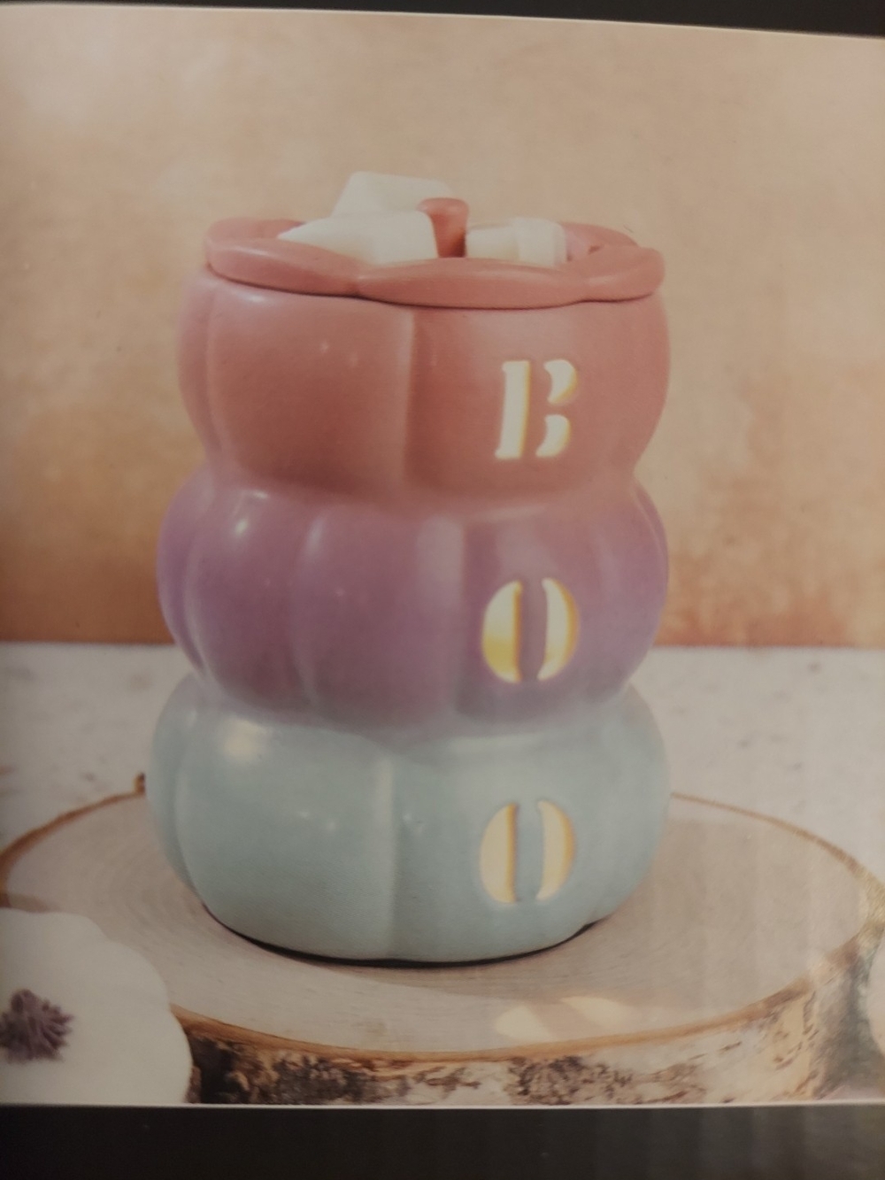 Stacked Pastel Pumpkin Wax Warmer- Pink, Purple & Blue